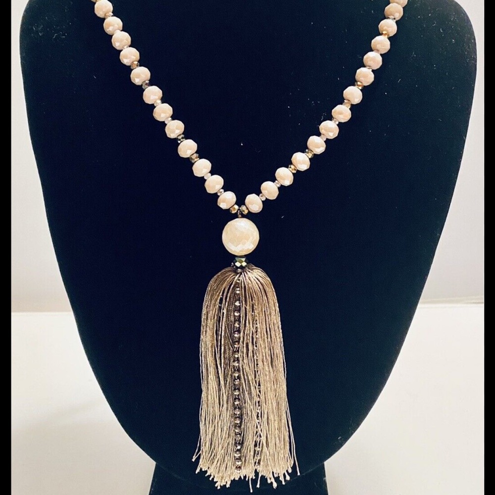 Anthropologie Serefina moonstone tassel necklace. - Picture 3 of 6